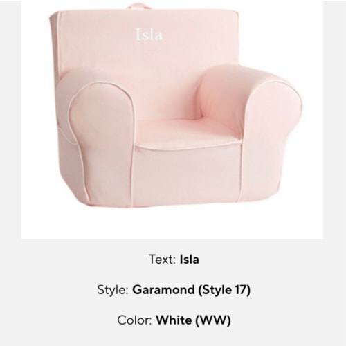 Blush With White Piping Anywhere Chair® | Kids Armchair | Pottery Barn Kids