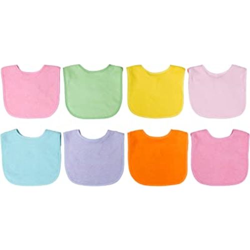 8 Pack Multi-Color Solid Knit Terry Feeder Bib