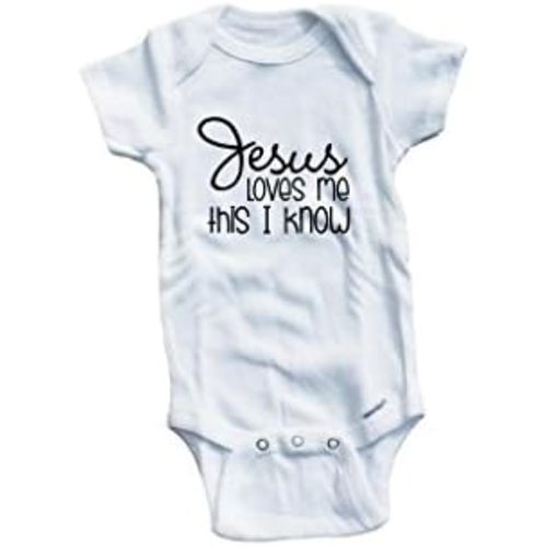 Baby Tee Time Baby Boys' Jesus Loves me One Piece