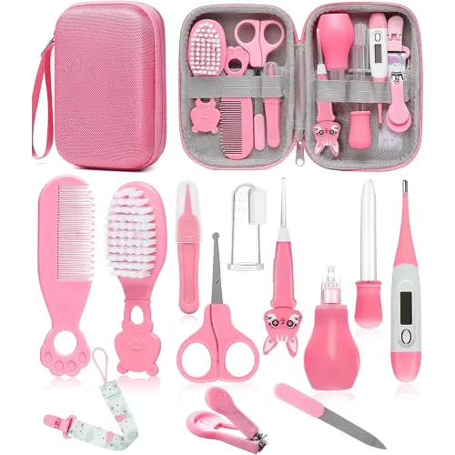 Baby Healthcare and Grooming Kit, Safety Newborn Nursery Baby Care Kit, with Hair Brush Comb, Nail Clipper, Thermometer, Pacifier Clip, Baby Registry Search, Baby Girl Boy Newborn Essentials