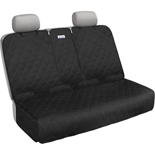 Back Seat Cover for Large SUVs/Trucks Rear Split Bench - Heavy-Duty 900D Waterproof Non-Slip Car Seat Protector for Messy Pet Dogs & Kids, Easy Clean(Black)