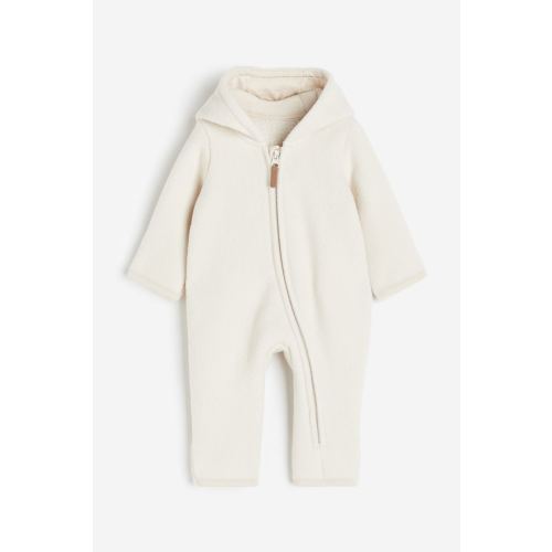 Hooded Fleece Jumpsuit, Cream (6-9M)