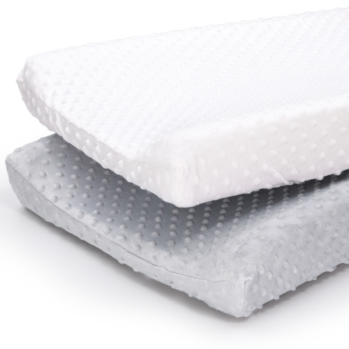 The Peanutshell Nursery Changing Pad Cover for Babies, 2 Pack Set, Minky White and Gray