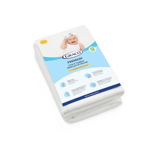 Graco Premium Waterproof Crib and Toddler Mattress Protector (2 Pack) – GREENGUARD Gold Certified, Machine-Washable & Dryer-Friendly, Waterproof Sleep Surface, Fits Crib & Mattress