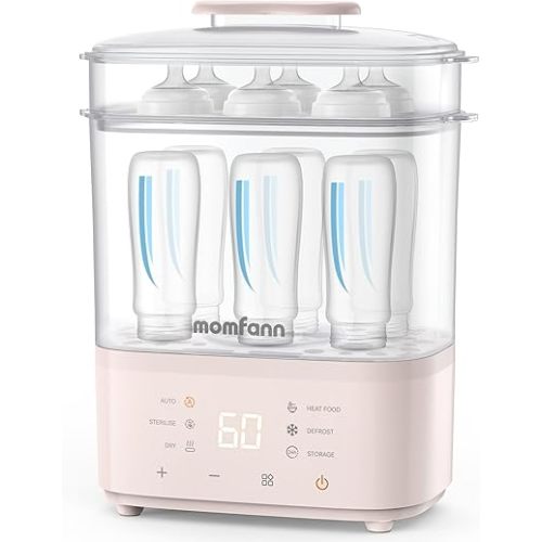 Bottle Sterilizer and Dryer, 8-in-1 Electric Steam Sterilizer for Baby Bottles, Baby Items & Breast Pump Accessories (Pink)