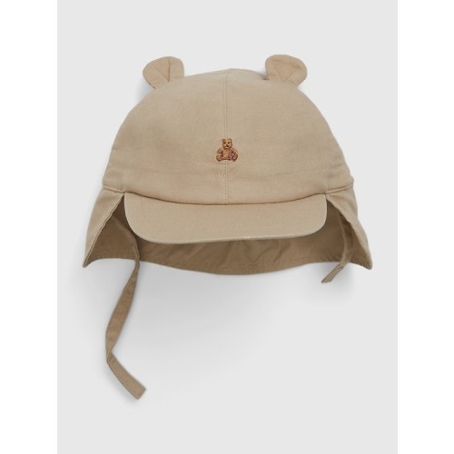 Baby Linen-Cotton Brannan Bear Hat in khaki beige
