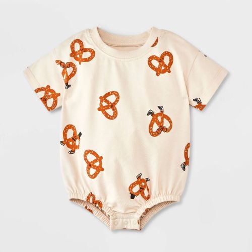Baby Graphic Romper - Cat & Jack™ Beige Newborn