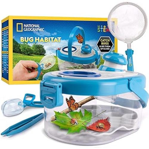 National Geographic Bug Catcher Kit for Kids - Kids Bug Catching Kit with Net, Habitat with Magnified Viewers, Tweezers, Bug Catcher & More