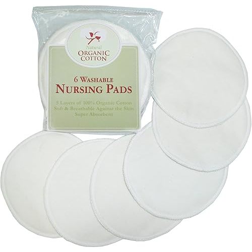 TL Care Nursing Pads Made with Organic Cotton - Soft, Breathable, Absorbent & Washable, Natural Color, 12 Count
