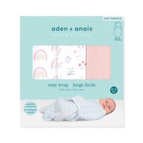 Aden + Anais Essentials Easy Zipless Swaddle Wraps - Garden Floral - 0-3months - 3pk