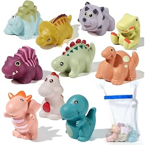 No Hole Dinosaur Bath Toys for Kids Ages 1-3,10 PCS Mold Free Kids Bathtub Pool Toys, No Mold Dinosaurs Bathtub Toys Eco-Friendly Non Toxic Bathtub Float Toy for Water Play Kids