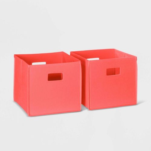 2pc Folding Kids' Storage Bin Set Coral - Riverridge