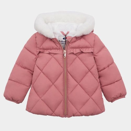 Rokka&Rolla Infant Girls' Puffer Jacket Baby Fleece Lined Winter Coat-Pink Coral, size 6-9 Months
