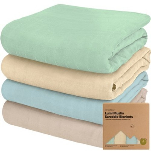 KeaBabies 4pk Muslin Swaddle Blankets for Baby Boys, Girls - Organic Baby Blankets, Swaddles for Newborns, Color: Mirage
