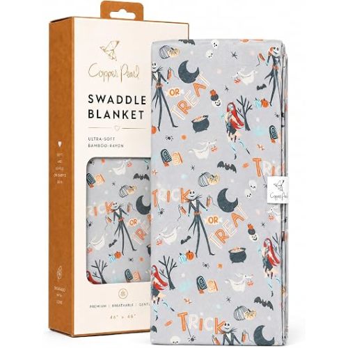 Copper Pearl Swaddle Blankets for Newborns | Soft Stretchy Receiving Blankets for Boys and Girls | Large 46 x 46 Inch Baby Blankets | Lightweight and Breathable Swaddles | Nightmare Before Christmas