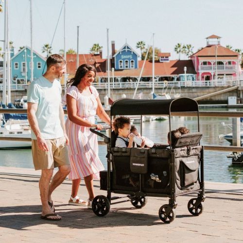WONDERFOLD W4 Elite Quad Folding Stroller Wagon - Gray