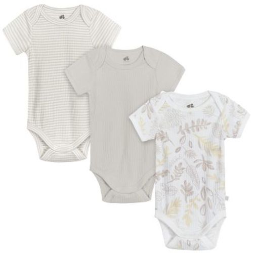 Just Born Baby Neutral Short Sleeve Bodysuits - Natural Leaves - 0-3 Months - 3-pack