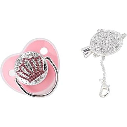 Bling Baby Pacifier Rhinestone Crown Ultra Soft Silicone BPA Infant Dummy Pacifier M Size (M)