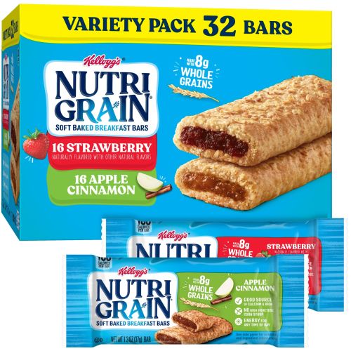 Kellogg's Nutri-Grain Variety Pack Chewy Soft Baked Breakfast Bars, Ready-to-Eat, 40.1 oz, 32 Count