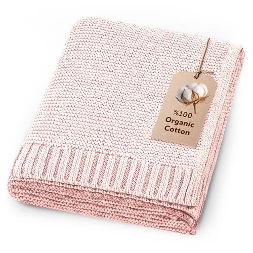 Organic Baby Blanket – 100% Organic Cotton | Ultra-Soft Breathable Newborn Receiving Blanket | Hypoallergenic, Chemical-Free | Unisex Baby Gift | 30x40 Inches (Pink)