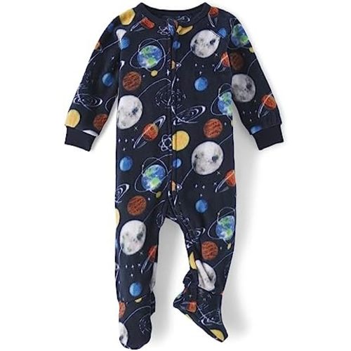 SIZE 9-12m | Fleece Zipper Footed Pajamas