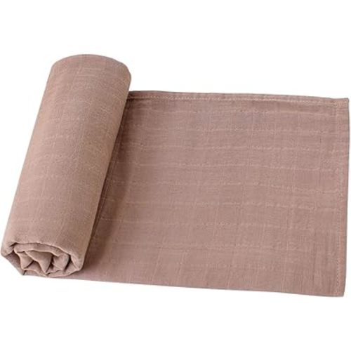 LifeTree Solid Baby Swaddle Blankets, Organic Cotton, Large 47 x 47 inches, Earthy Color Muslin Swaddling Blanket for Boys & Girls