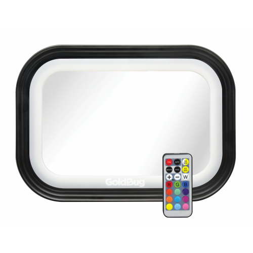 Goldbug Glow Rear-Facing Baby Car Seat Mirror, Adjustable LEDs & Remote Control, Black