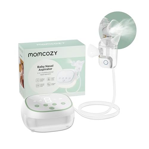 Momcozy BreezyClear Pro™ Nasal Aspirator for Baby, Hospital-Grade 75 kPa Nose Sucker with 9 Adjustable Suction Levels, Electric Nose Cleaner for Toddler, Light & Music Soothing