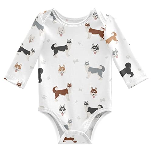 vvfelixl Baby Bodysuits Black Pug White Long Sleeve Cotton Baby Clothes For Boys Girls 0-24 Months