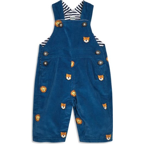 Safari Animal Embroidered Cotton Corduroy Overalls, 0-3M