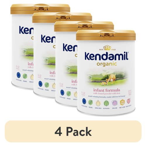 (4 pack) Kendamil Organic Whole Milk Infant Formula Powder, European with HMOs, Prebiotics, No Palm Oil or added Soy, with DHA, Can, 28.2oz