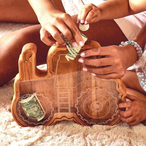 Wood Piggy Bank, Easter 3 Year Old Boy Birthday Tractor Bank, Baby Back to School Gift, Gender Neutral Baby Gift Newborn, Farm Concept