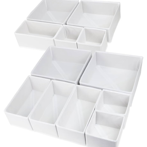 12 Pack Drawer Organizers for Clothing, Foldable Clothes Drawer Organizer for Underwear, Folded Clothes, Baby Clothing, Socks, Bra, Towels, Ties - Multi-pack Clothes Organizer Storage Box (White)