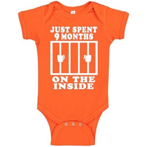 Reaxion Funny Cute Baby Boy Girl Handmade Clothes Infant Just Spent 9 Months On The Inside Bodysuits