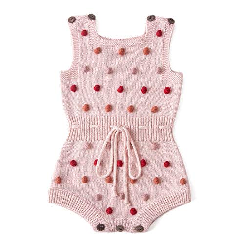 Simplee kids Baby Girl Kint Romper Fall Sleeveless Pompoms Rompers Newborn Little Girl Overall Jumpsuit Outfits