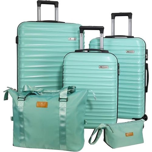 Luggage Set 3 Pieces (20/24/28) -Suitcase Set - Carry on Luggage with Wheels - Check-in Luggage - PC + ABS Durable Suitcase Rotating Silent Wheels (Hardside Luggage with Spinner Wheels Mint Green