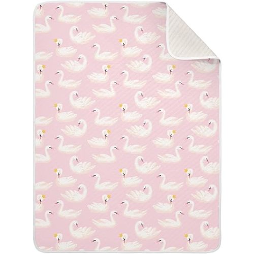 Swaddle Blanket for Pink Cute Swan Animals Baby Receiving Blanket Muslin Baby Swaddles Soft Cotton Breathable Nursery Blankets for Unisex Boys and Girls 30x40 Inch