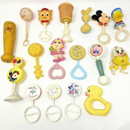 CHOICE of Vintage Hard Plastic Rattles / Baby Nursery Decor / Collectibles / Baby Shower