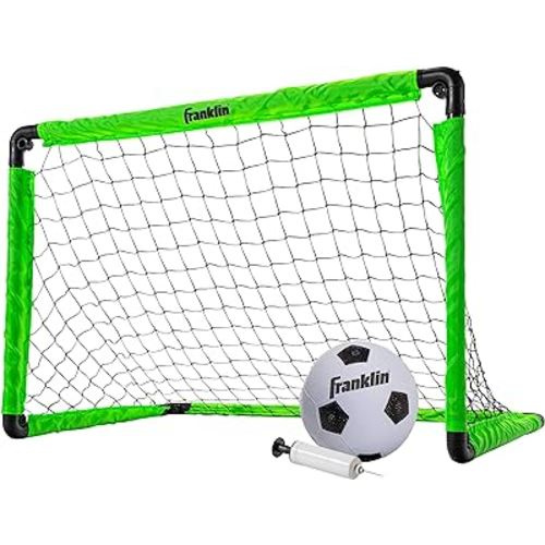 Franklin Sports Kids Mini Soccer Goal Set - Backyard + Indoor Mini Net and Ball Set with Pump - Portable Folding Youth Soccer Goal - Perfect Kids Toy - 36" x 24"