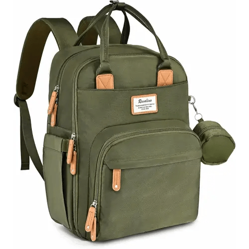 RUVALINO Diaper Bag Backpack - Multifunction Travel Back Pack Maternity Baby Changing Bags, Diaper Changing Totes, Large Capacity, Waterproof and Stylish, Baby Travel Essential, Army Green