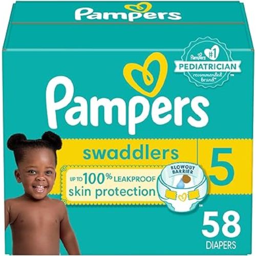 Pampers Baby Diapers - Swaddlers - Size 5, 58 Count, Ultra Absorbent Disposable Infant Diaper
