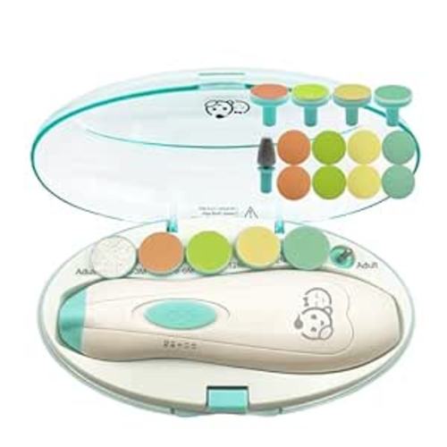 Royal Angels Baby Nail Trimmer 21 in 1 | Safe Electric Baby Nail File Kit, Extra 13 Replacement Files, Baby Nail Clippers, Newborn Toddler Toes and Fingernails Manicure Set, Trim and Polish (Green) : Baby