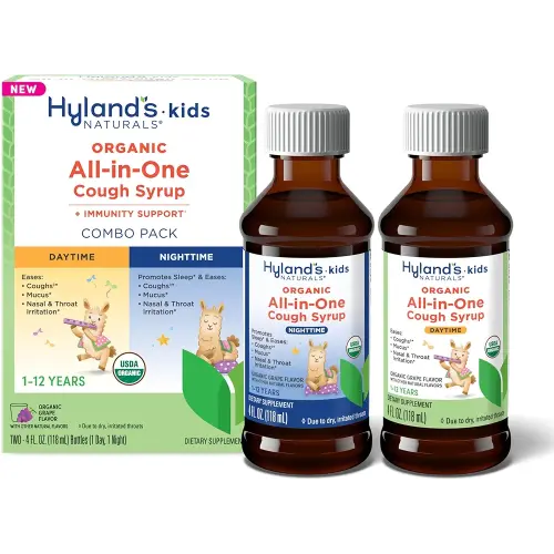 Hyland's Kids Organic All-in-One Grape Cough Syrup Day & Night, Two 4 Ounce Bottles