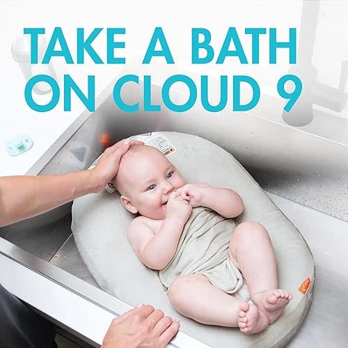 Boon Puff+ Inflatable Baby Bather - Infant Bathtub Includes Microfleece Cover, Swaddle Wings, and Storage Bag – Inflatable Baby Bathtub for Newborns and Infants