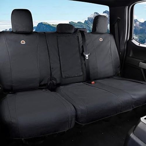 Coverado Rear Car Seat Covers, Waterproof Canvas Seat Protector for Car Seat Cushions for Kids & Dogs, Seat Covers Compatible with 2015-2026 Ford F150 & 2017-2026 Ford F250 F350 F450(Black, 2PCS)
