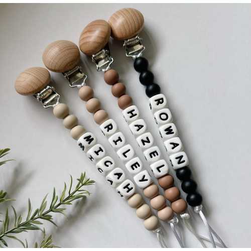Personalized Pacifier Clip - Neutrals