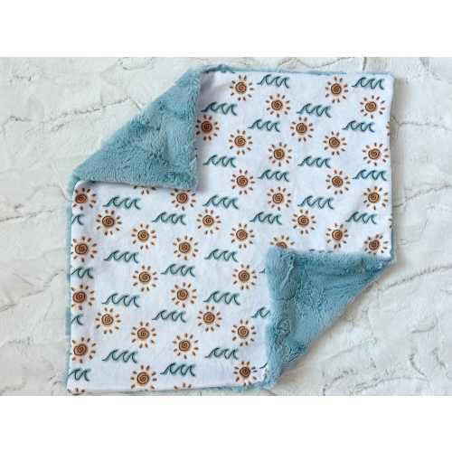 LOVEY, QUICK SHIP, Sun & Waves Baby Lovey, Beach Baby Blanket, Crib Bedding, Minky Blanket, Lovie, Newborn Gift Neutral, Baby Shower Gift