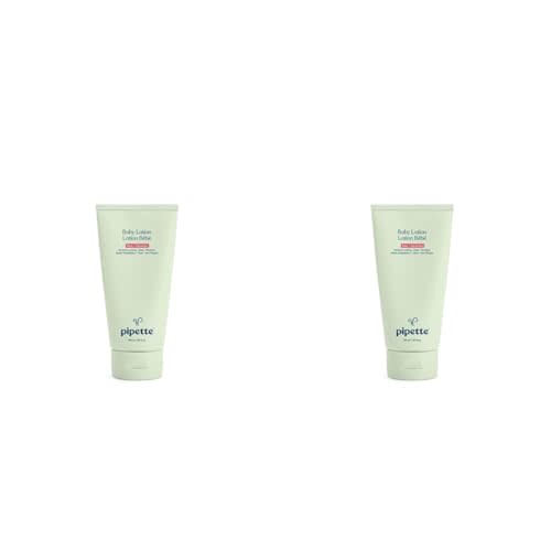Pipette Baby Lotion - New & Improved Formula, Hydration & Natural Moisture of Baby's Delicate Skin, Renewable Plant-Derived Squalane, Rose + Geranium Aroma, 5.7 fl oz (Pack of 2)