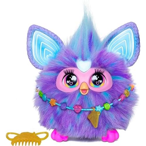 Furby Purple, 15 Fashion Accessories, Interactive Plush Toys for 6 Year Old Girls & Boys & Up, Voice Activated Animatronic (English Version)