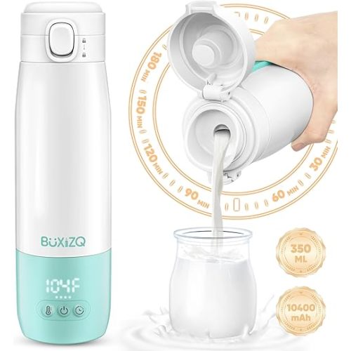 Portable Bottle Warmer for Travel,Portable Milk Warmer for Baby-12oz Ceramic Heater Heating,Fast Charging & Cordless Portable Baby Bottle Warmer -Dual Heating Modes for Breast Milk & Water,Green